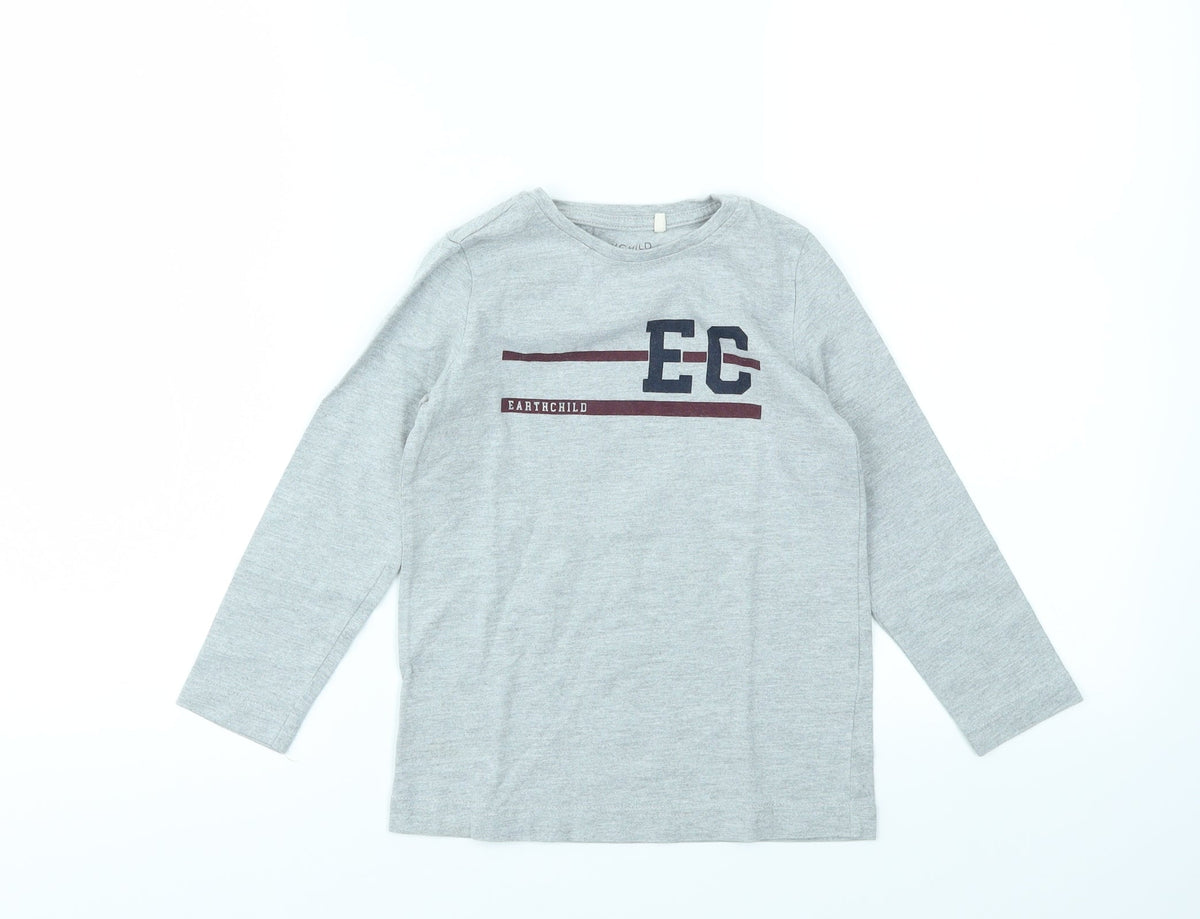 Additional front view of earthchild girls’ grey basic t-shirt, size 4-5, years