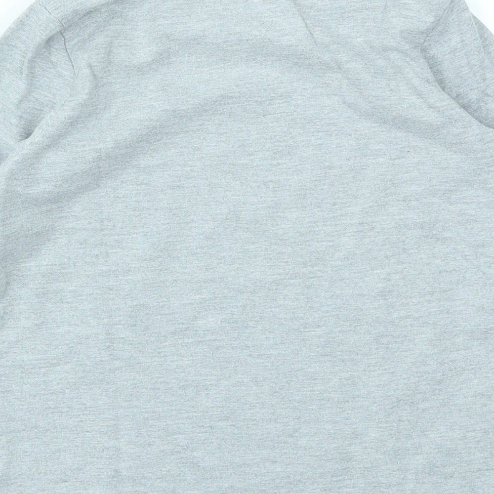 Brand and care label for earthchild girls’ grey basic t-shirt, size 4-5, years