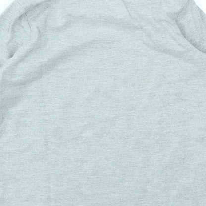 Brand and care label for earthchild girls’ grey basic t-shirt, size 4-5, years