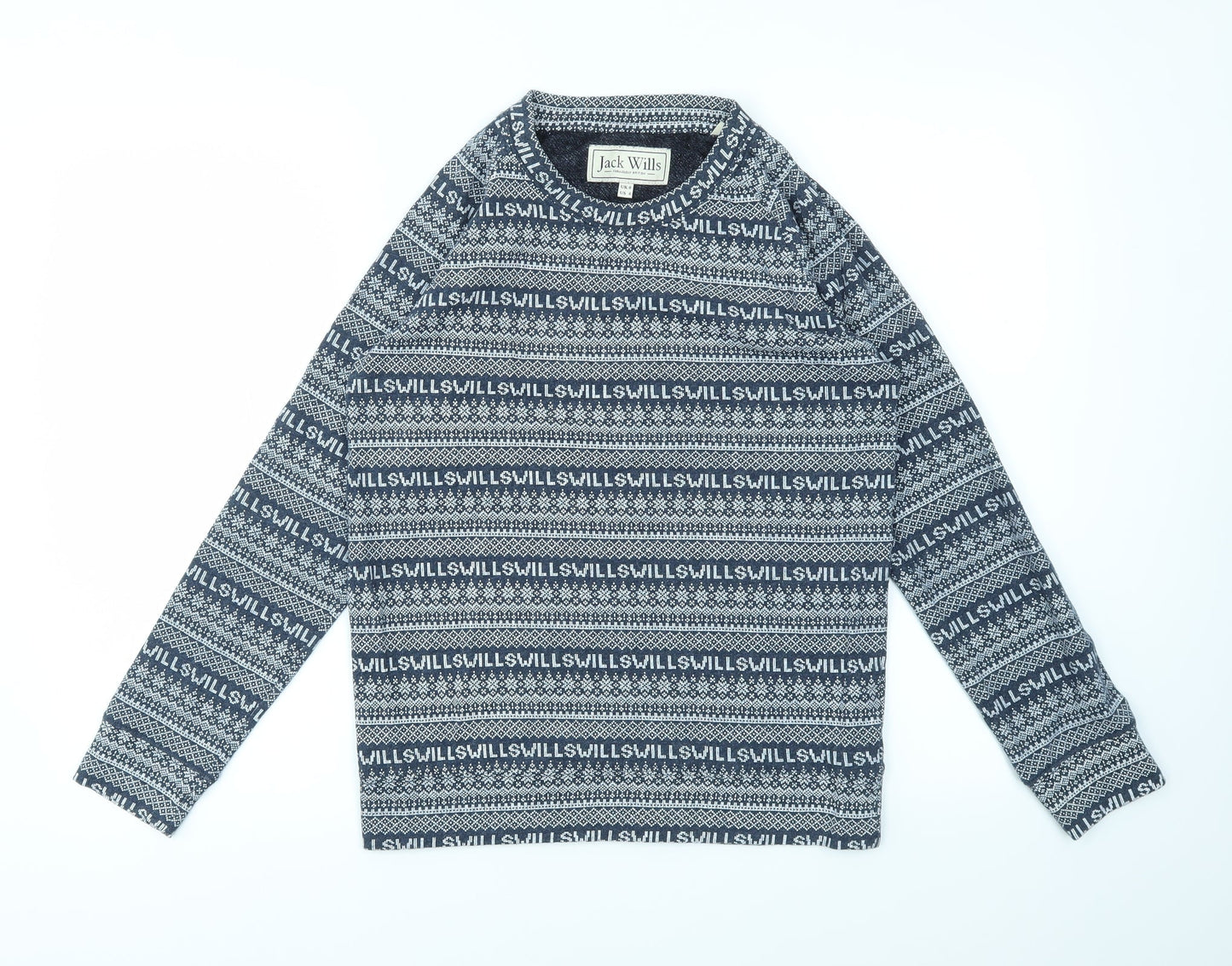 Jack Wills Womens Blue Geometric  Pullover Jumper Size 8