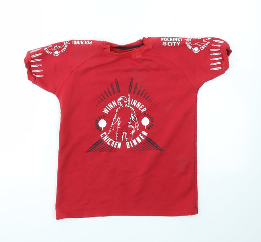Preworn Boys Red   Basic T-Shirt Size 12 Years