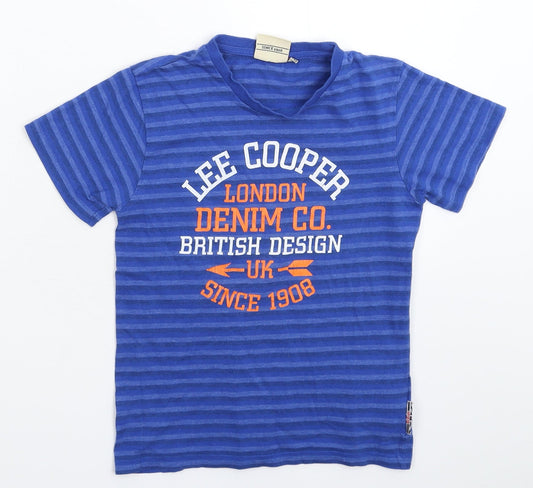 Lee Cooper Boys Blue Striped  Basic T-Shirt Size 7-8 Years