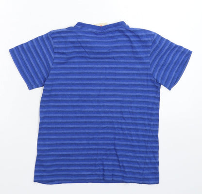 Back view of Lee Cooper boys’ blue striped basic t-shirt, size 7-8, years