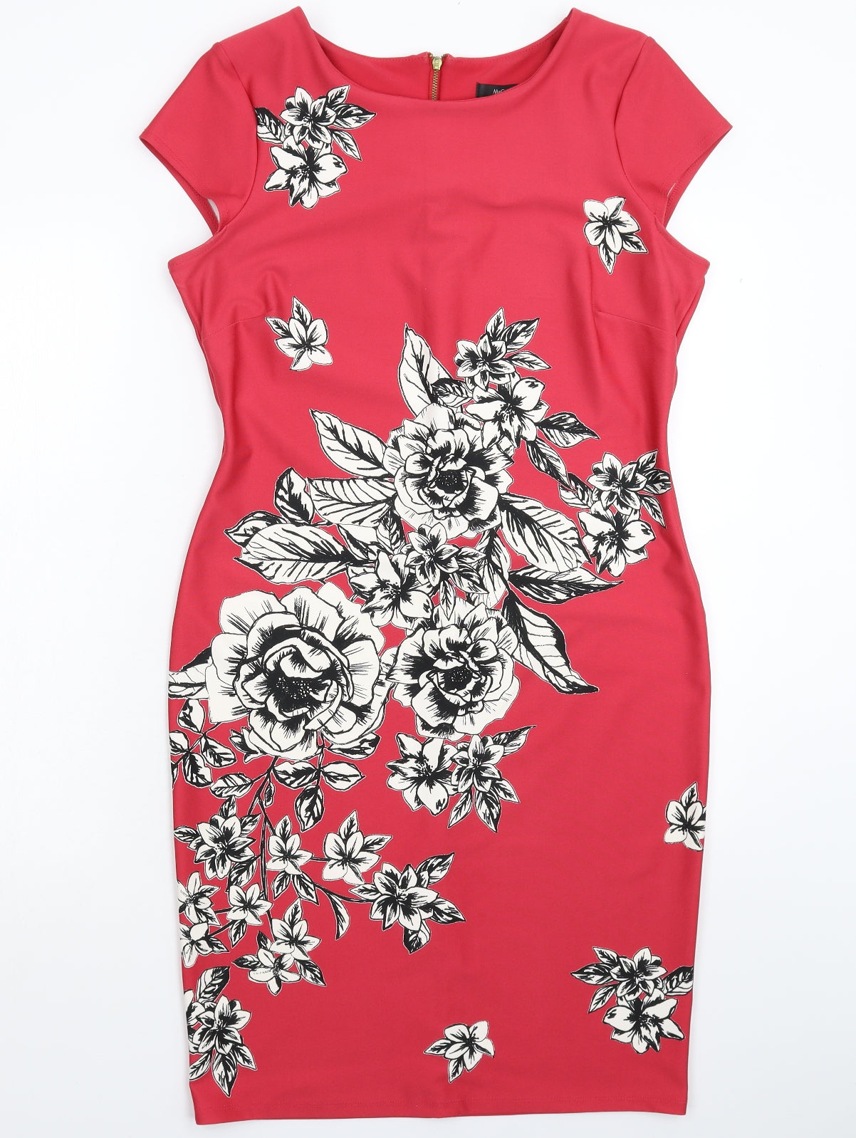 M&Co Womens Pink Floral  Bodycon  Size 12