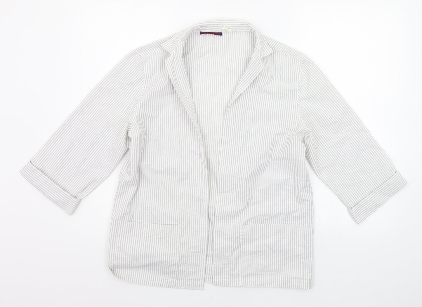 JEAN CHANCEL Womens White Striped  Cardigan Jumper Size 10