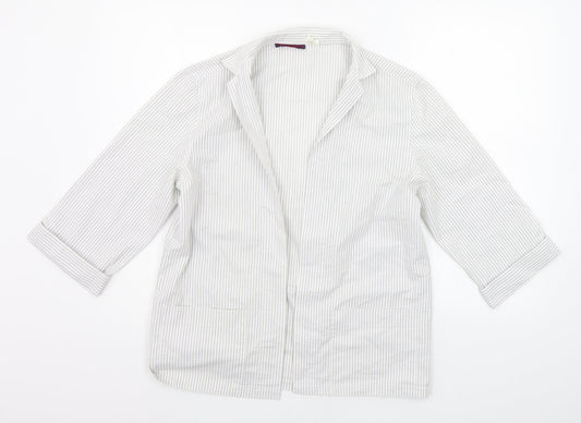 JEAN CHANCEL Womens White Striped  Cardigan Jumper Size 10