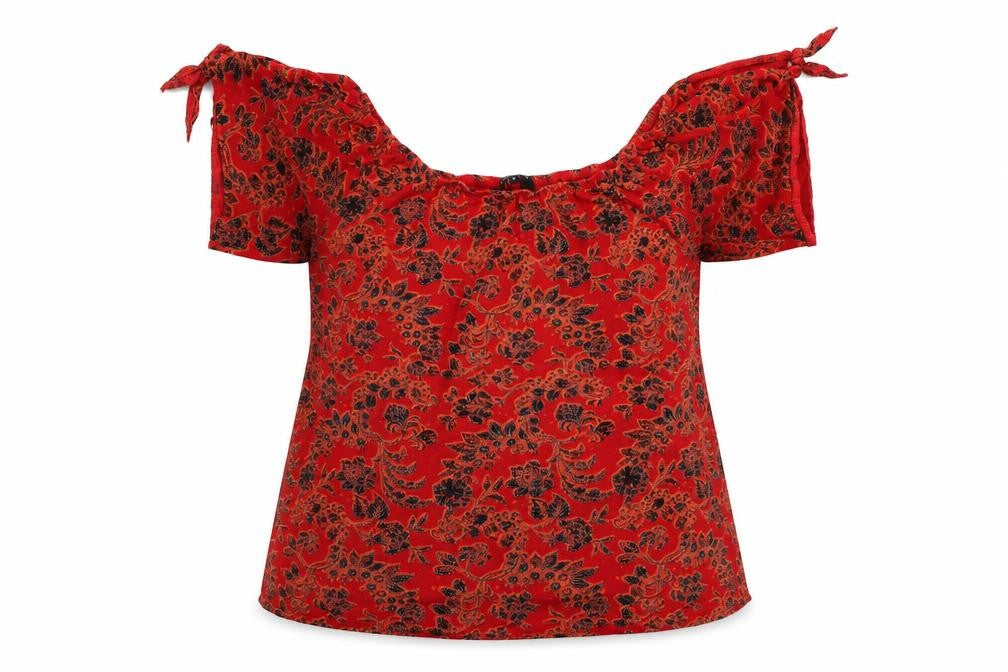 New Look  Womens Red Geometric  Basic Blouse Size 8