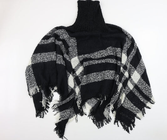 Studio Womens Black Check  Wrap Jumper One Size