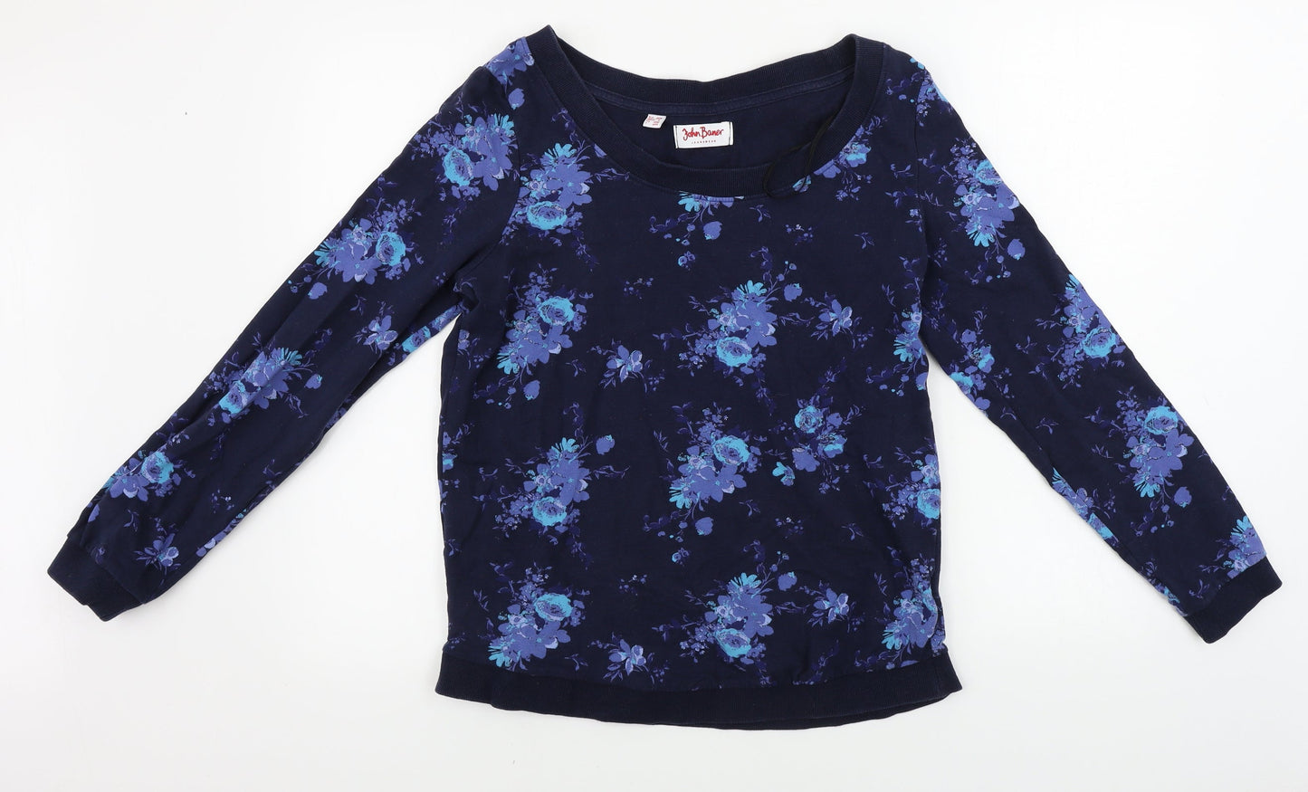 John Boner  Womens Blue Floral  Pullover Jumper Size S