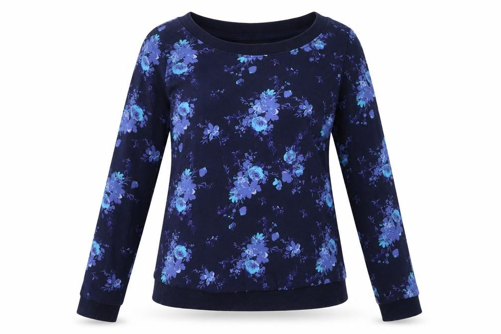 John Boner  Womens Blue Floral  Pullover Jumper Size S