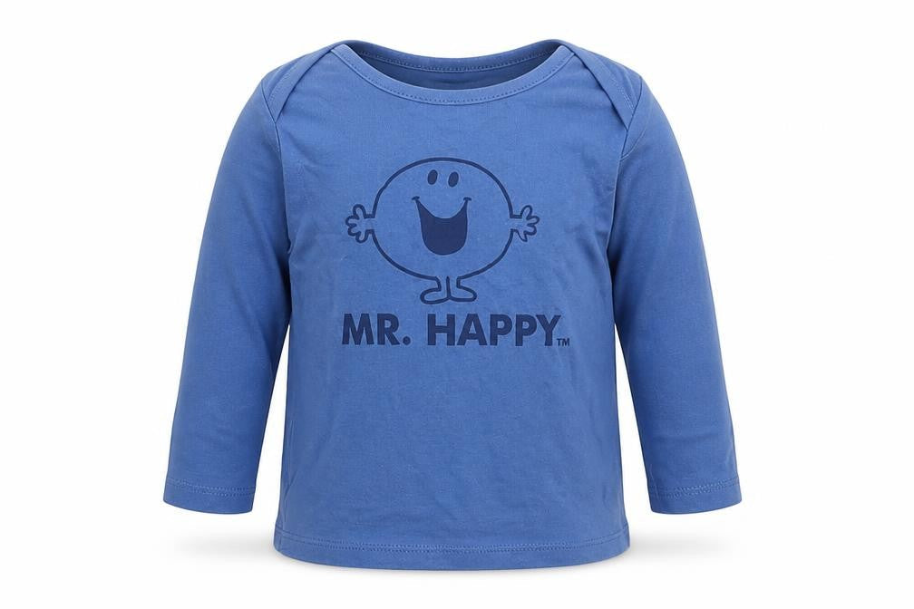 Preworn Baby Blue   Basic T-Shirt Size 6-9 Months  - Mr happy