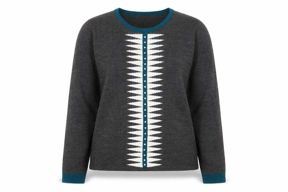 Autonomy Womens Grey Geometric Knit Pullover Jumper Size S