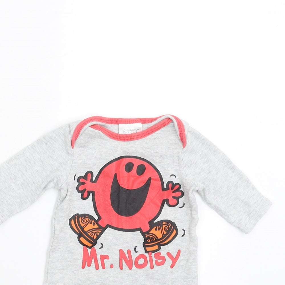 TESCO Baby Grey   Babygrow One-Piece Size Newborn  - mr noise