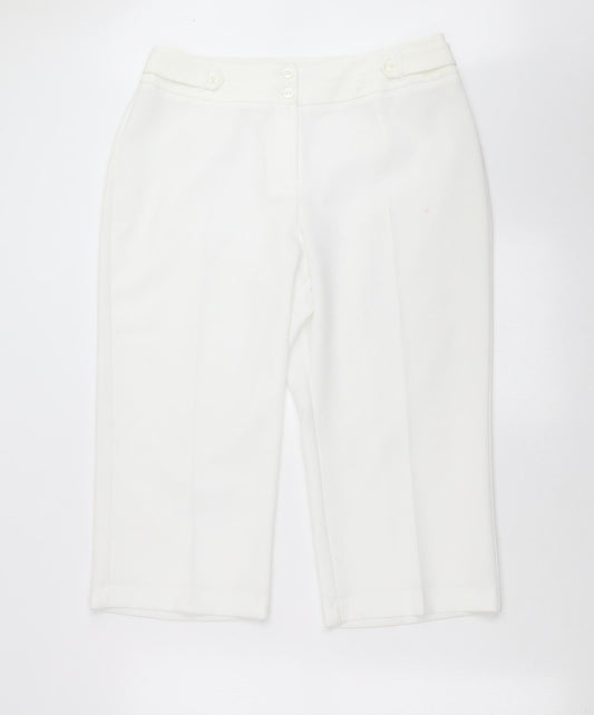 BM Womens White   Cropped Trousers Size 14 L20 in