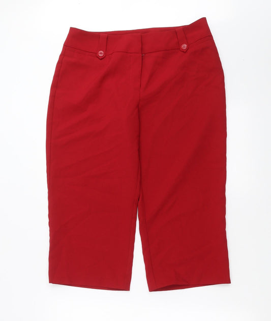 BM Womens Red   Cropped Trousers Size 14 L20 in