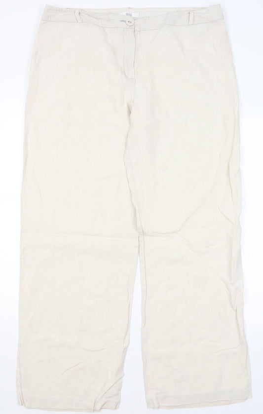 M&S Womens Beige   Trousers  Size 18 L31 in
