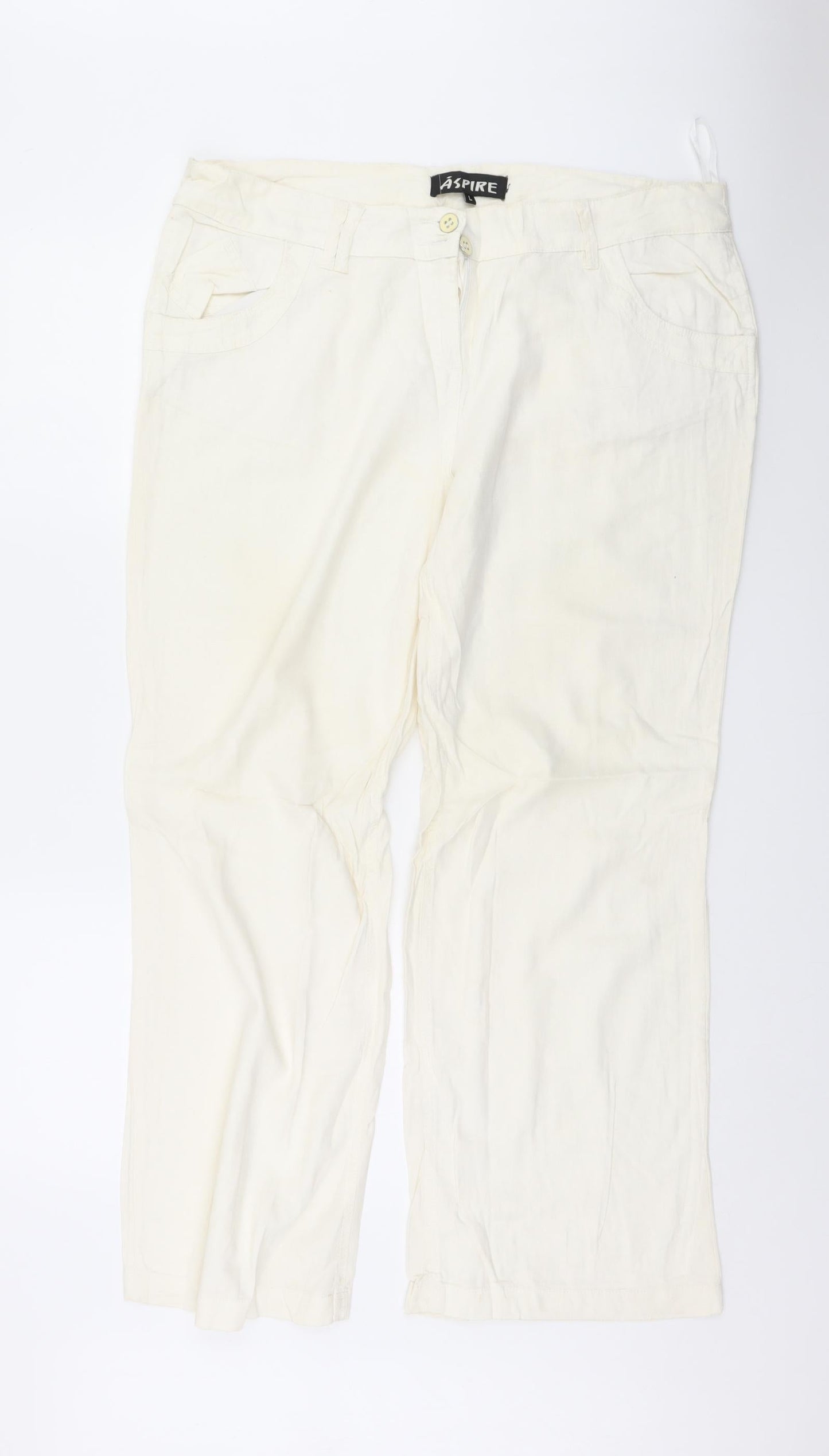 Aspire Womens White   Trousers  Size L L29.5 in