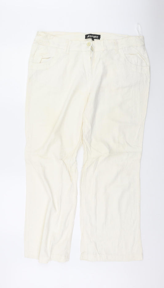 Aspire Womens White   Trousers  Size L L29.5 in