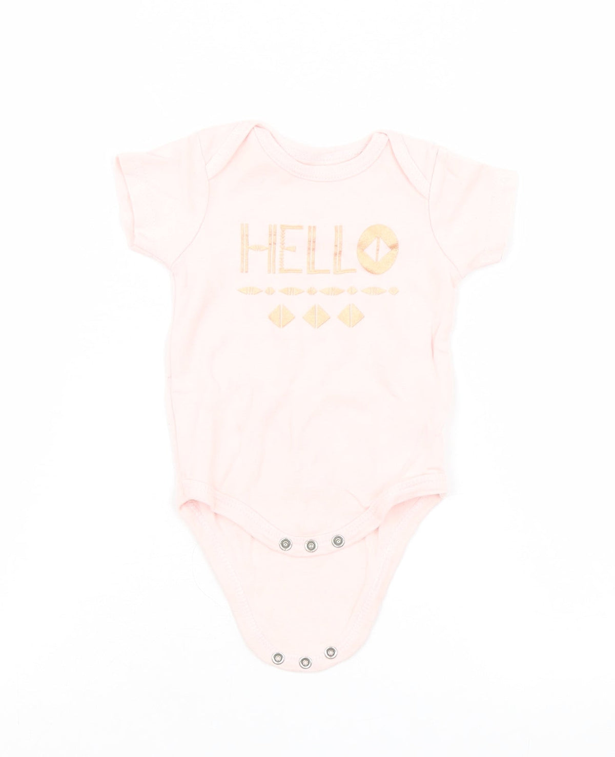 Additional front view of chick pea girls’ pink babygrow one-piece, size 3-6, months