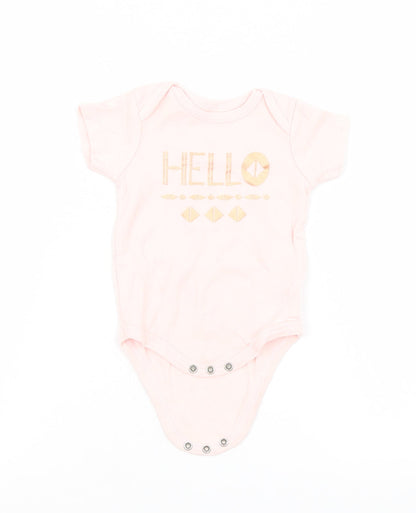 Additional front view of chick pea girls’ pink babygrow one-piece, size 3-6, months