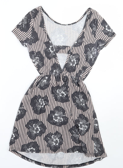 Preloved Topshop Womens Beige Floral  A-Line  Size 6 - Back