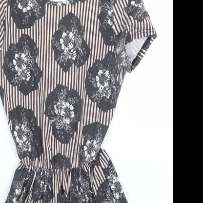 Preloved Topshop Womens Beige Floral  A-Line  Size 6 - Detail