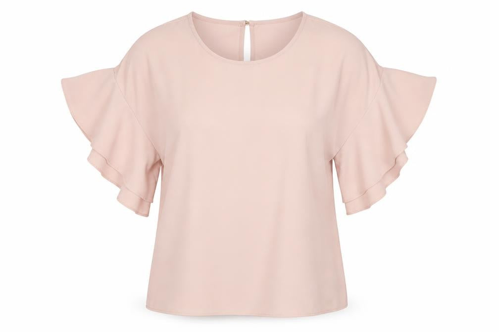 F&F Womens Pink   Basic T-Shirt Size 8  - frill arms