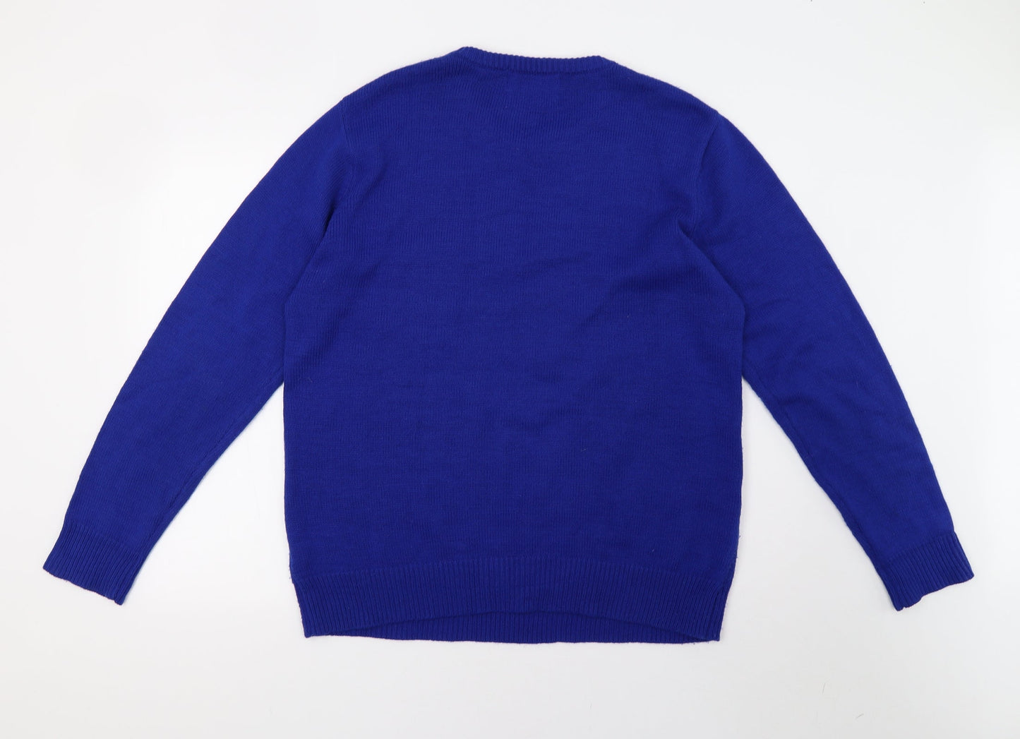 Preworn Mens Blue  Knit Pullover Sweatshirt Size L  - christmas