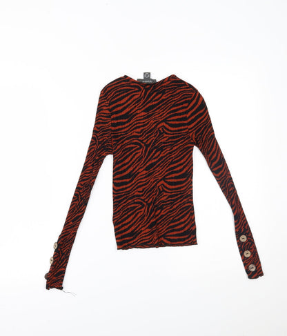 Primark Womens Brown Animal Print  Basic Blouse Size XS