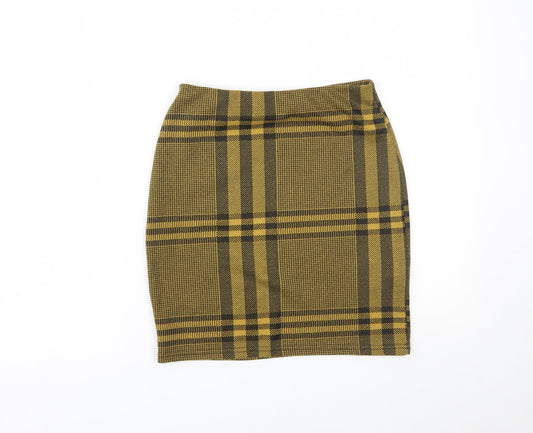 New Look Womens Yellow Houndstooth  Maxi Skirt Size 8