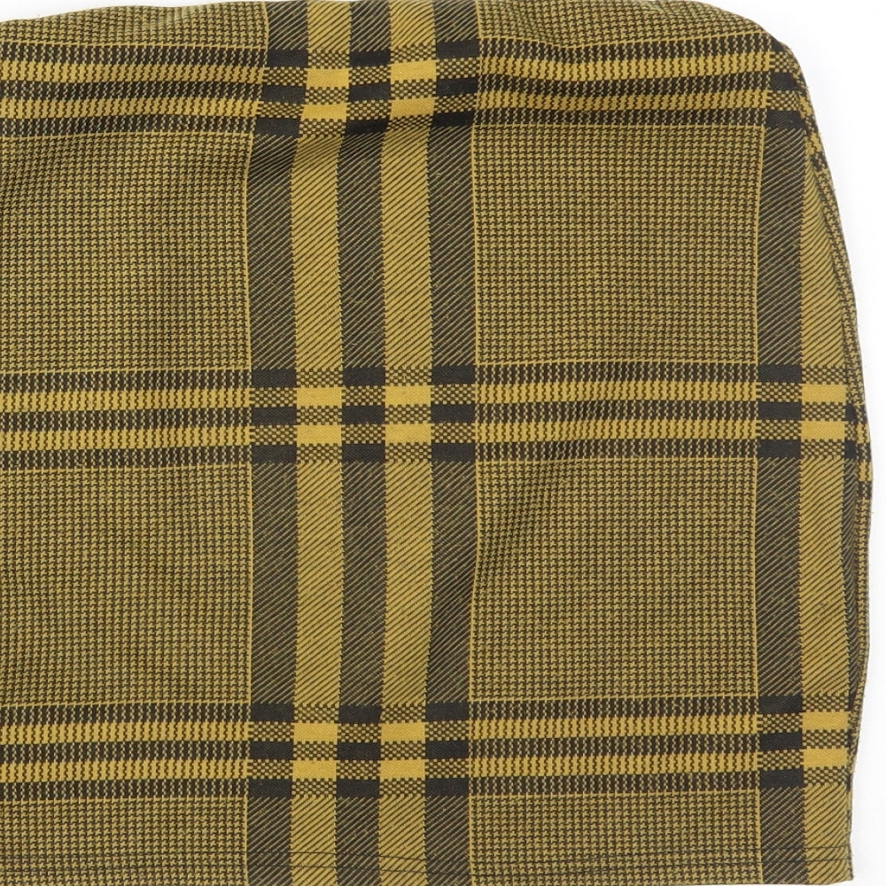 New Look Womens Yellow Houndstooth  Maxi Skirt Size 8