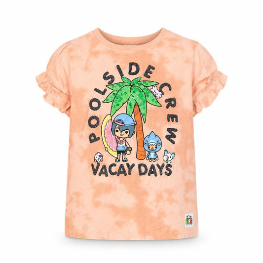 Front view of H&M girls’ orange basic t-shirt, size 5-6, years