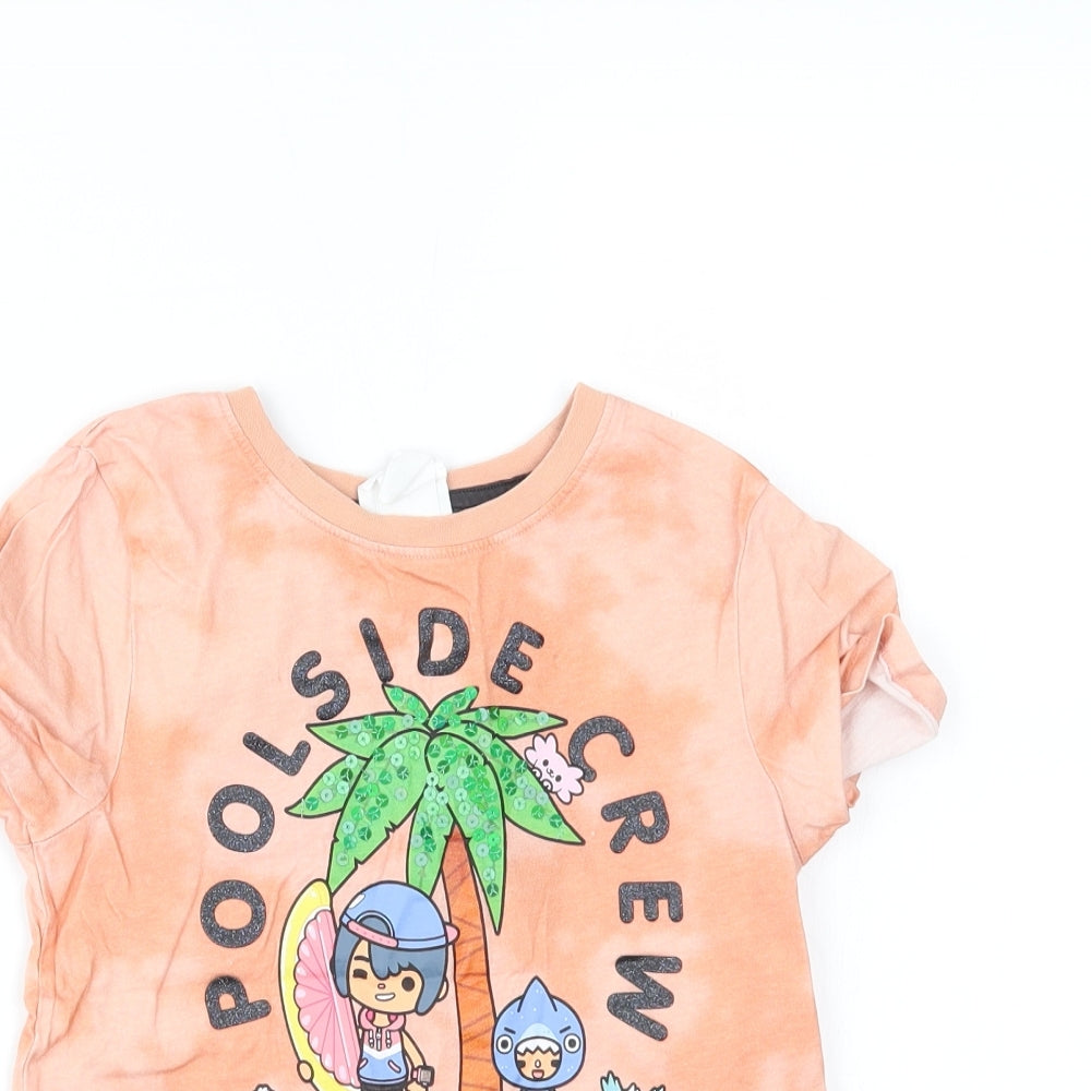 H&M Girls Orange   Basic T-Shirt Size 5-6 Years