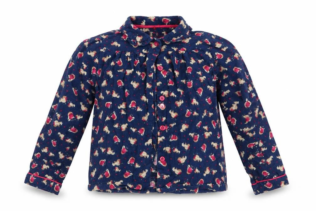 TU Girls Blue Animal Print   Pyjama Top Size 8-9 Years  - Robin Christmas