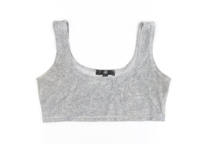 Additional front view of Missguided women’s grey cropped tank, size UK 10