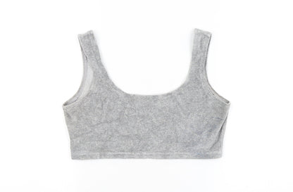 Back view of Missguided women’s grey cropped tank, size UK 10