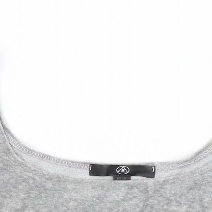 Close-up detail of Missguided women’s grey cropped tank, size UK 10
