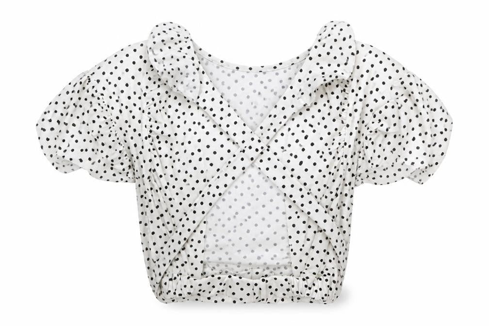 Boohoo Womens White Polka Dot  Basic Blouse Size 8