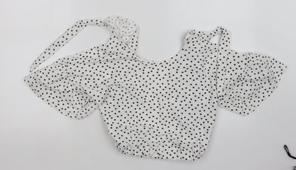 Boohoo Womens White Polka Dot  Basic Blouse Size 8