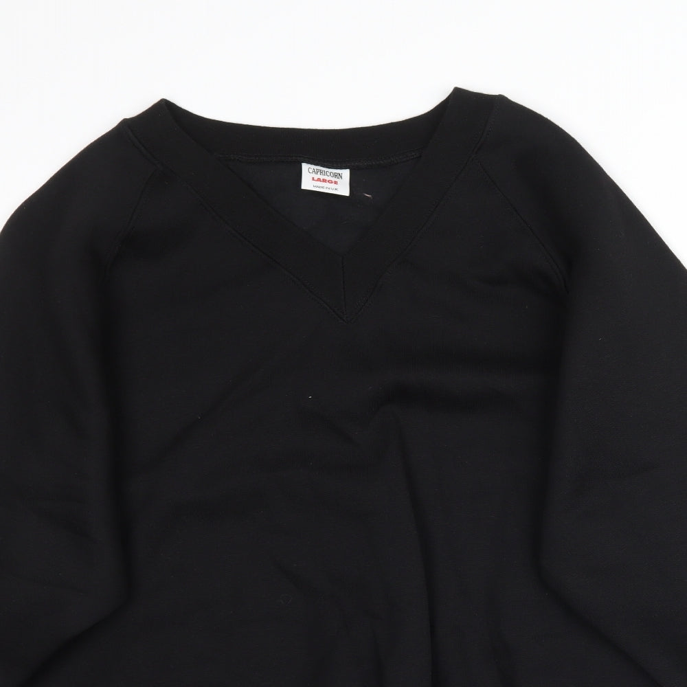 Capricorn Mens Black  Fleece Pullover Sweatshirt Size L
