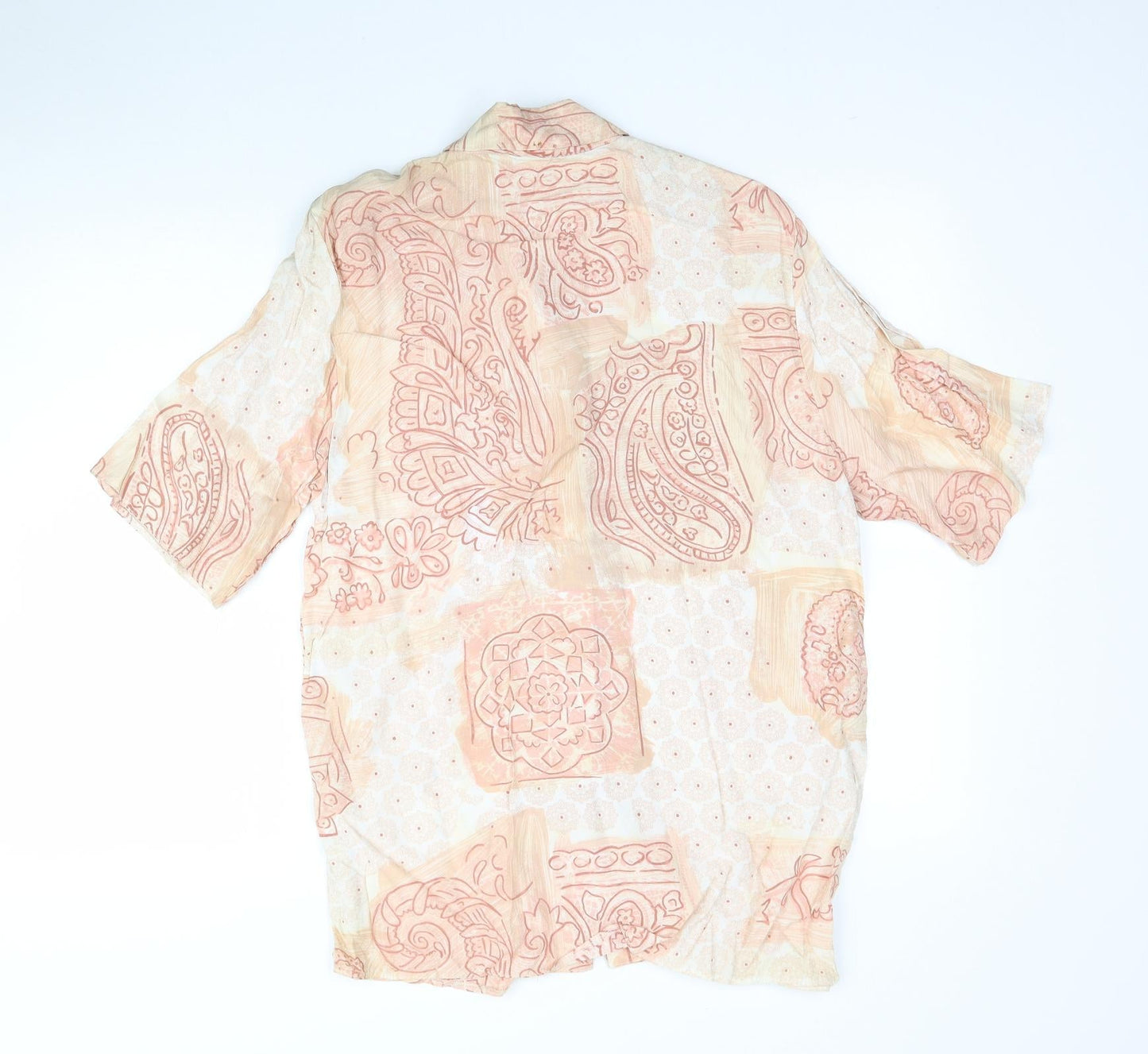 Preworn Womens Beige Paisley  Basic Button-Up Size 14