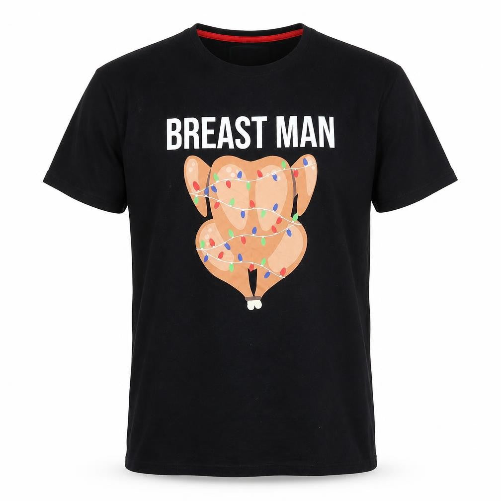 Star Mens Black    T-Shirt Size M  - Christmas Turkey