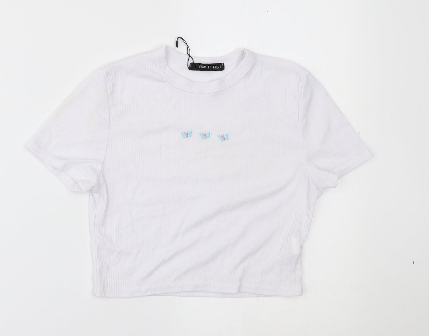 I SAW IT FIRST Womens White   Cropped T-Shirt Size 6