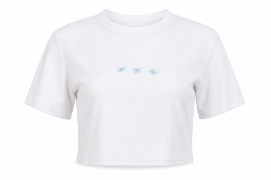 I SAW IT FIRST Womens White   Cropped T-Shirt Size 6