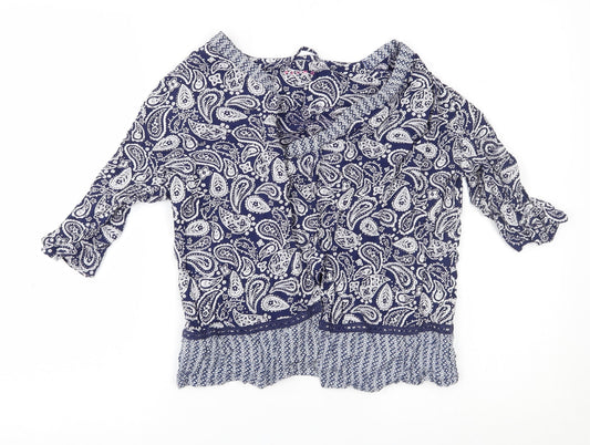 Nutmeg Girls Blue Paisley  Cardigan Jumper Size 12-13 Years