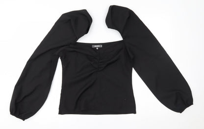 Additional front view of Missguided women’s black basic blouse, size UK 12