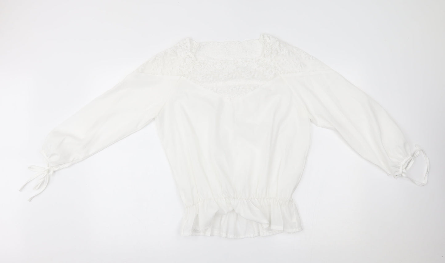 Preworn Womens White   Basic Blouse Size 2XL