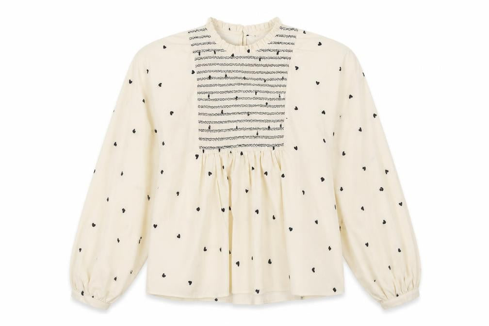 SheIn Womens Ivory Polka Dot  Basic Blouse Size L