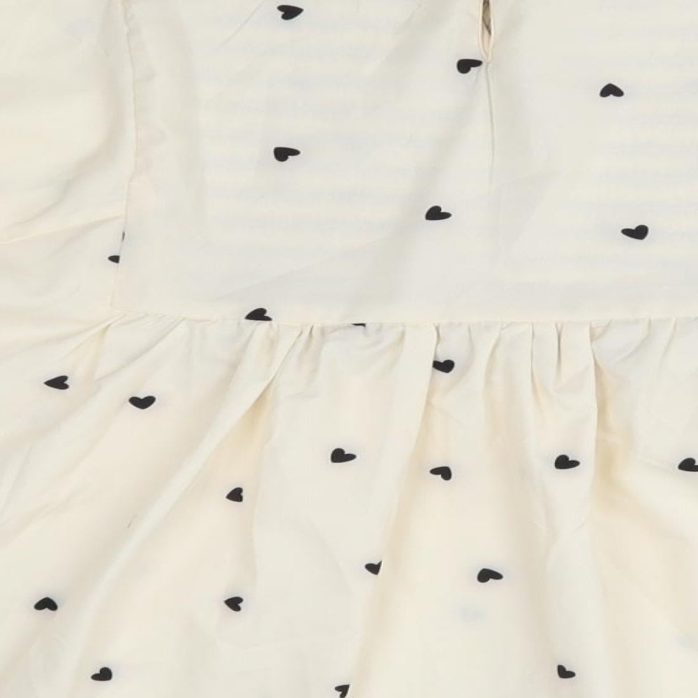 SheIn Womens Ivory Polka Dot  Basic Blouse Size L