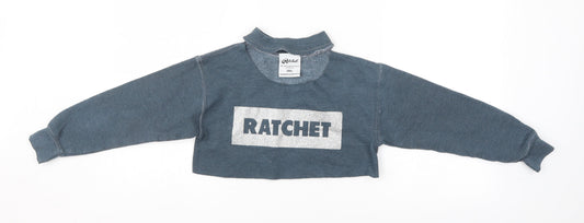 Ratchet Womens Blue   Pullover Sweatshirt Size S  - crop top